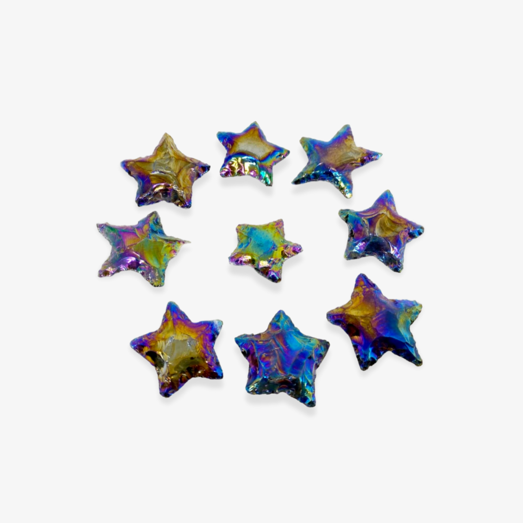 Aura Quartz Titanium Flat Stars Arrowhead Point