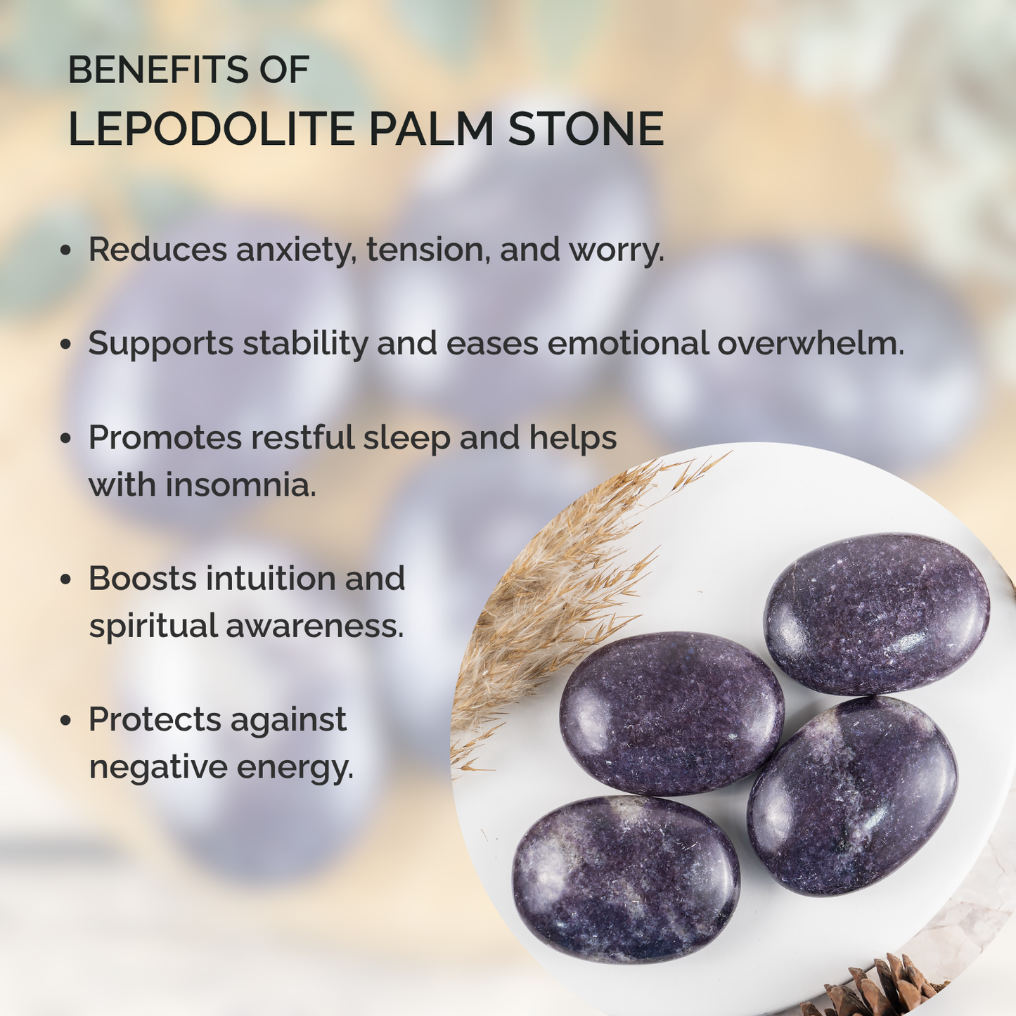 1kg Lepidolite Palm Stones (6-8Pcs)