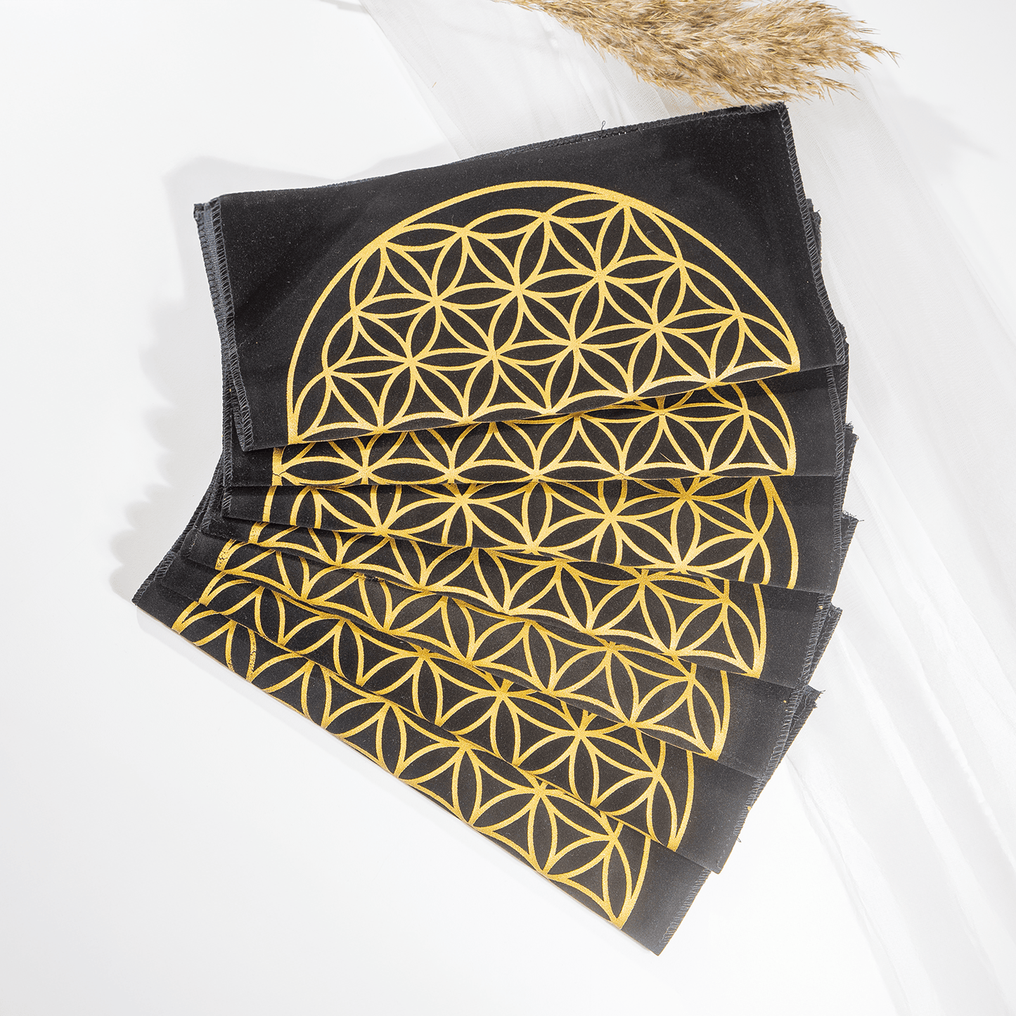 Tree of Life Black Velvet Cloth | Sacred Geometry Altar Mat | Crystal Grid & Meditation Cloth