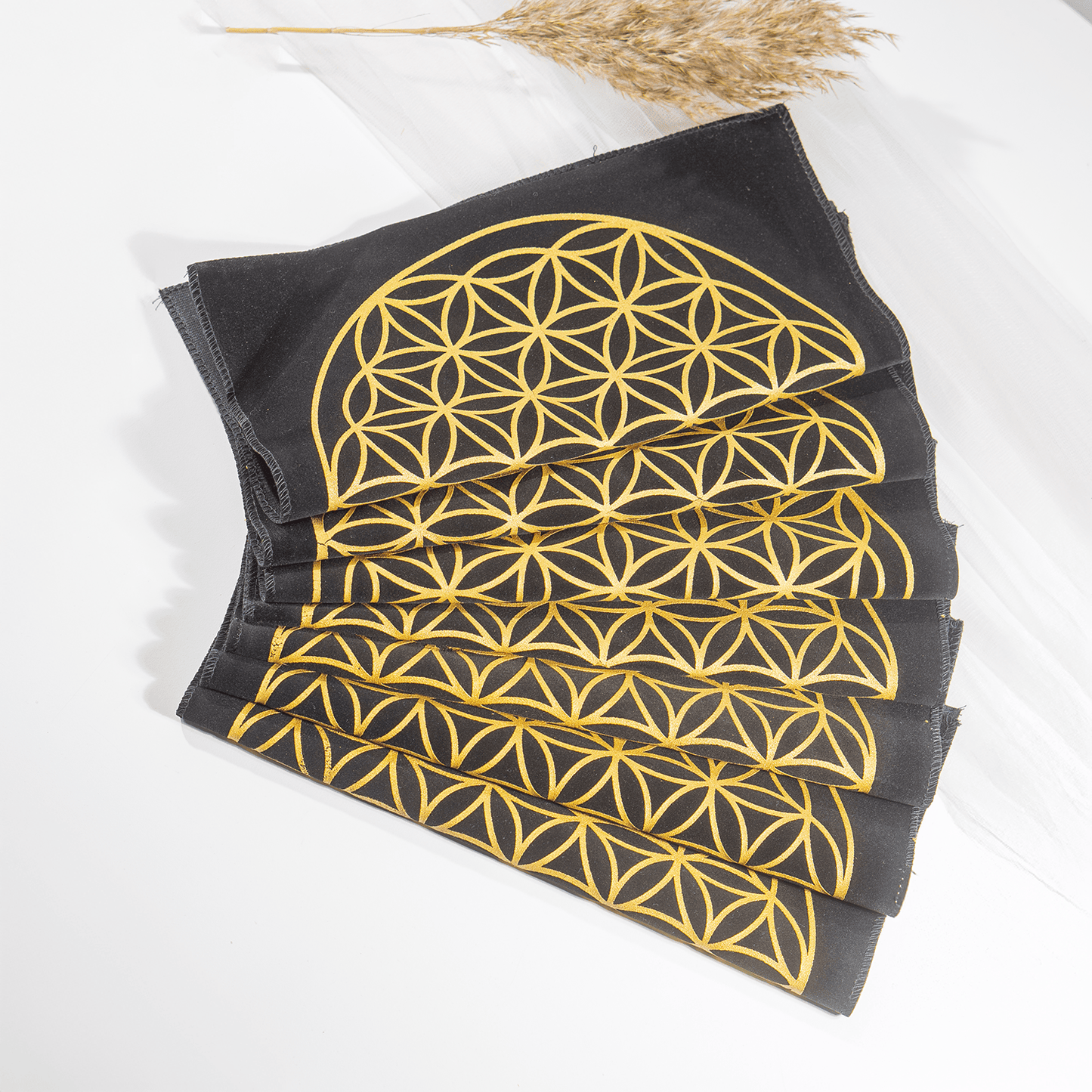 Tree of Life Black Velvet Cloth | Sacred Geometry Altar Mat | Crystal Grid & Meditation Cloth
