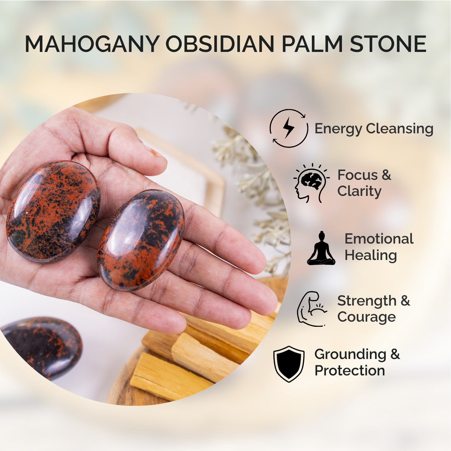 1kg Mahogany Obsidian Palm Stones (6-8Pcs)