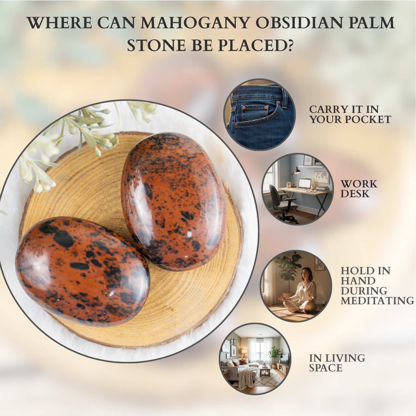 1kg Mahogany Obsidian Palm Stones (6-8Pcs)