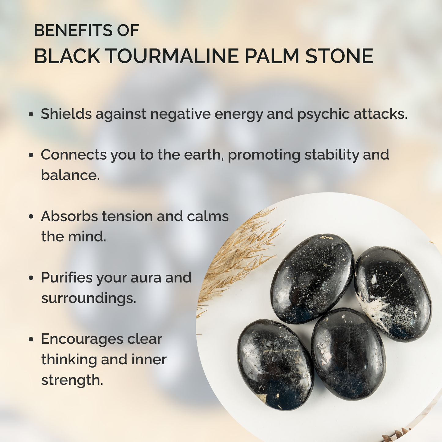 1kg Black Tourmaline Palm Stones (6-8Pcs)