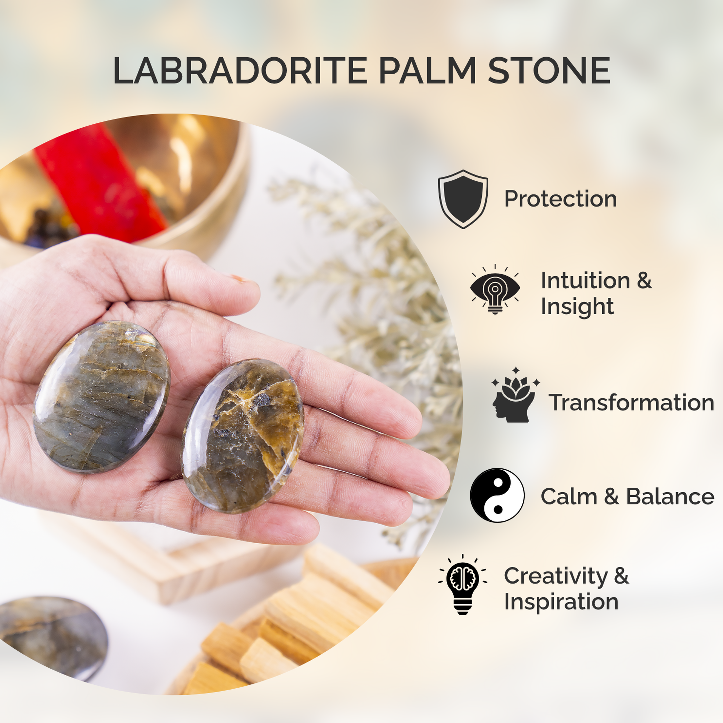 1kg Labradorite Palm Stones (6-8Pcs).