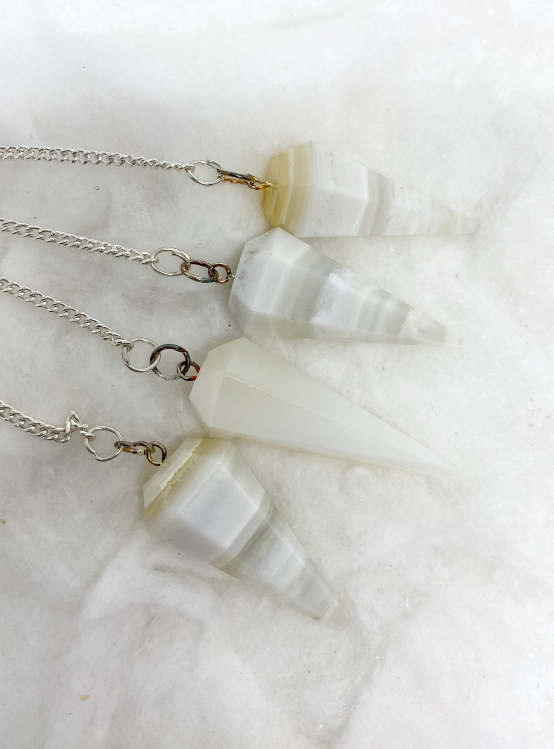 Banded Agate Faceted Cone Pendulum Healing Dowsing Crystal Pendulum