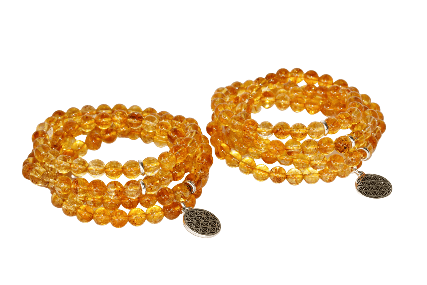 Heated Citrine Beads Mala Bracelet