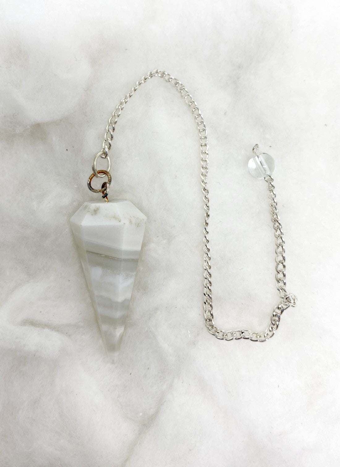 Banded Agate Faceted Cone Pendulum Healing Dowsing Crystal Pendulum