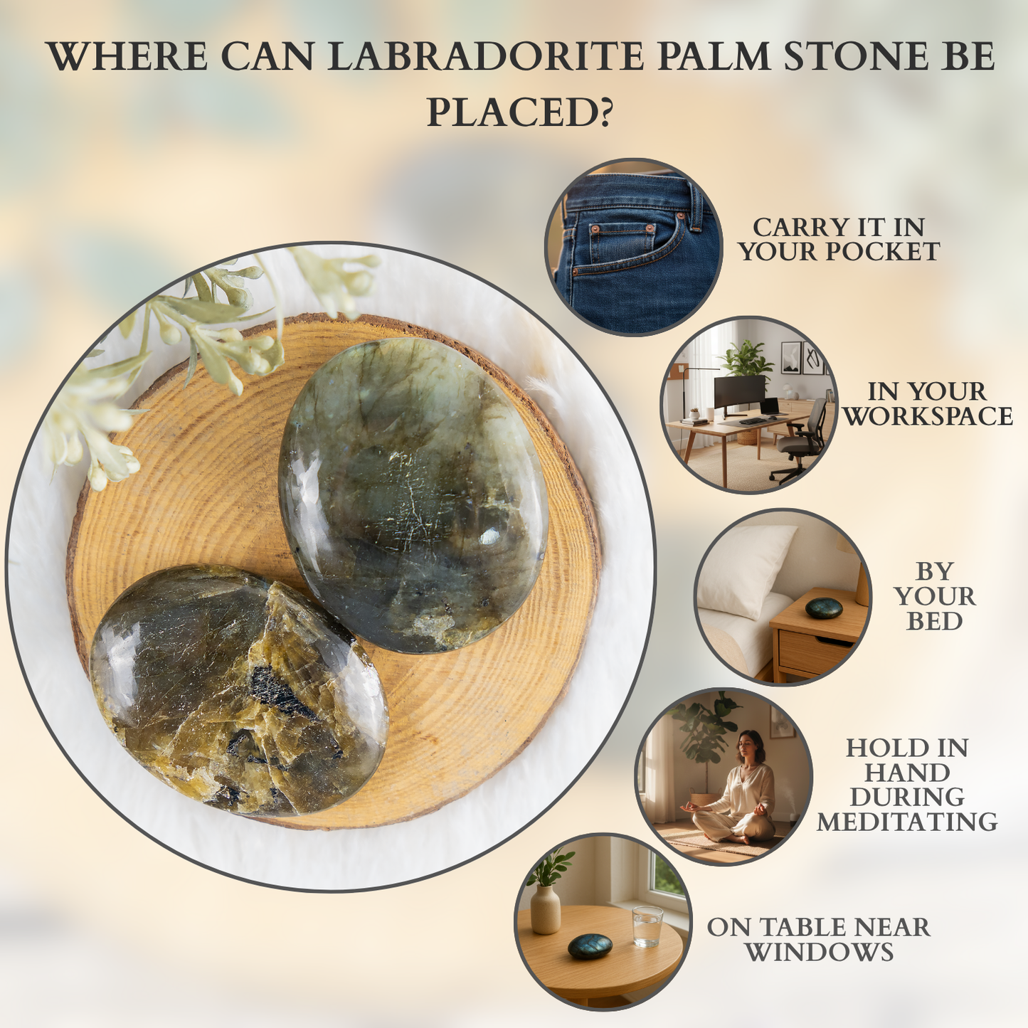 1kg Labradorite Palm Stones (6-8Pcs).