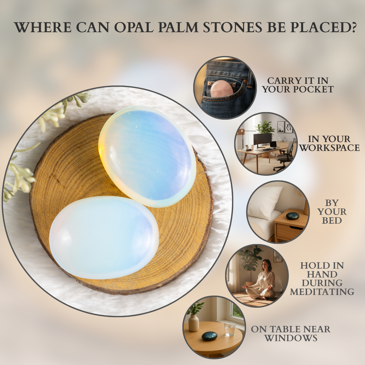 1kg Opal Palm Palm Stones (6-8Pcs)