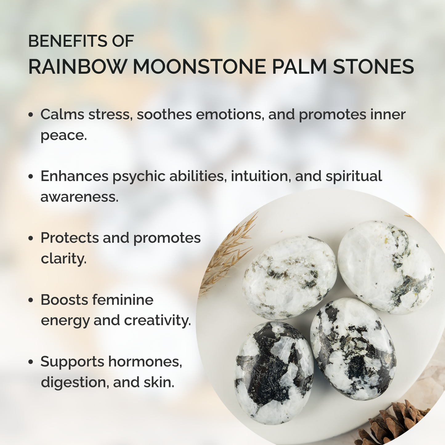 1kg Rainbow Moonstone Palm Stones (6-8Pcs)