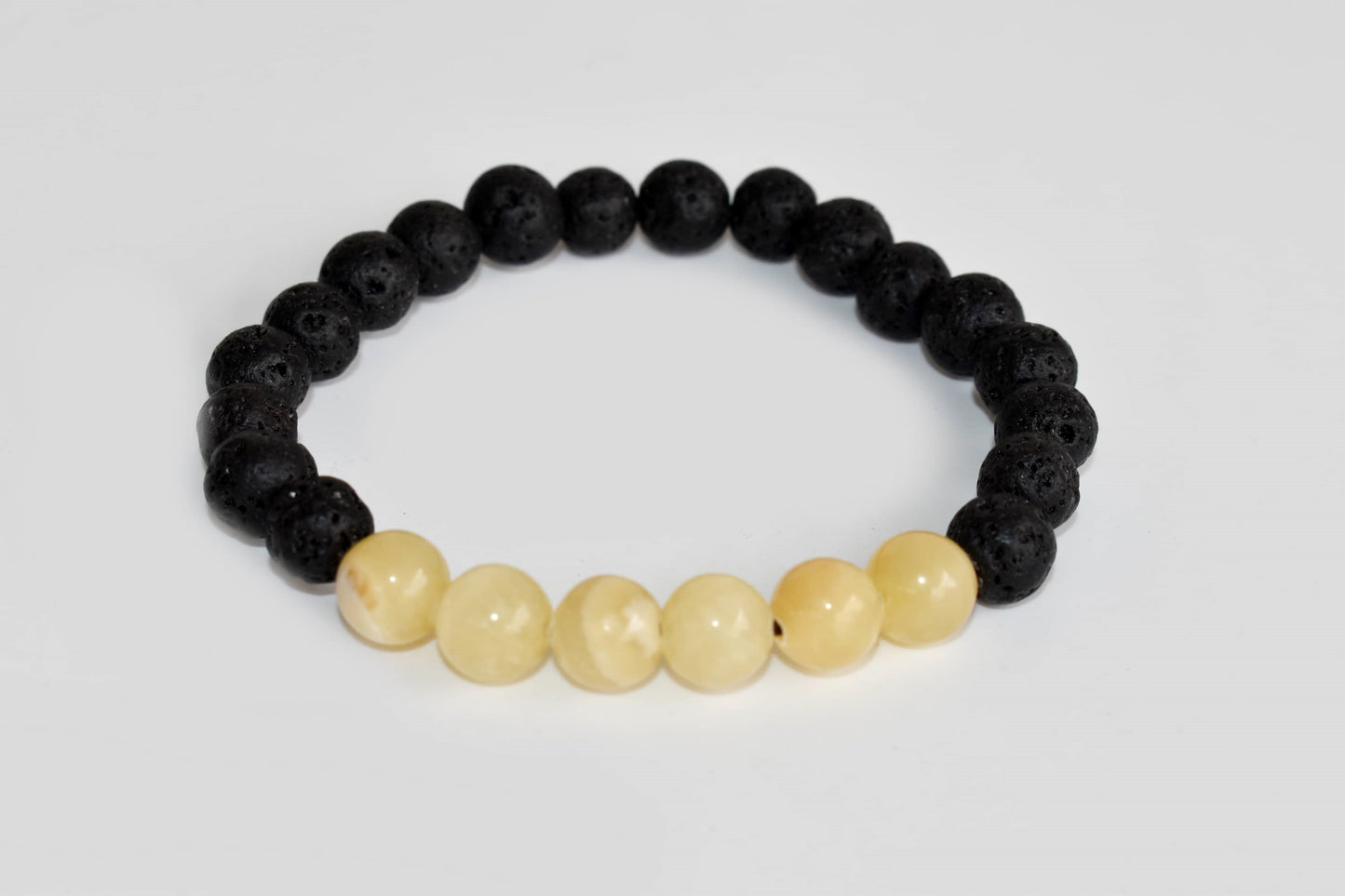 Lava with Honey Calcite Beads Diffuser Bracelet