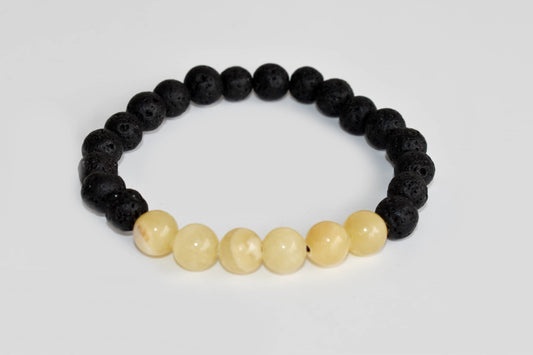 Lava with Honey Calcite Beads Diffuser Bracelet