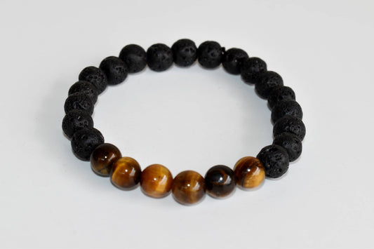 Lava with Tiger Eye Diffuser Bracelet
