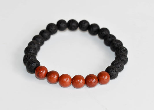 Lava with Red Jasper Diffuser Bracelet