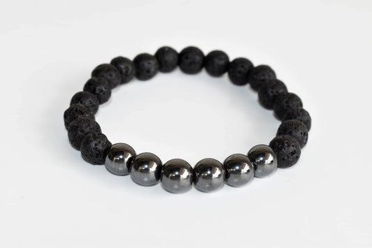 Lava with Hematite Beads Diffuser Bracelet