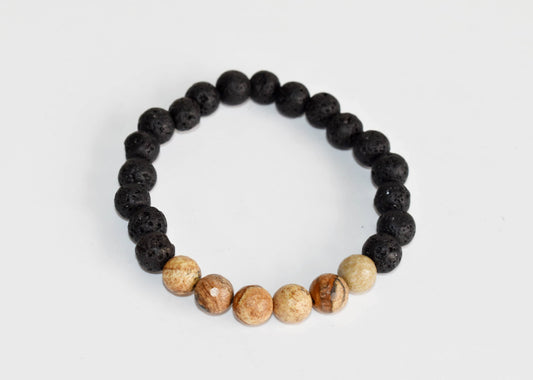 Lava with Picture Jasper Diffuser Bracelet