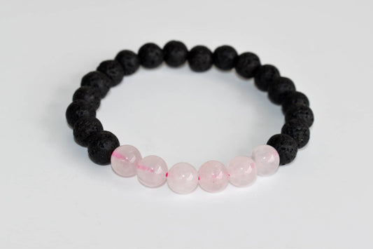 Lava with Rose Quartz Diffuser Bracelet