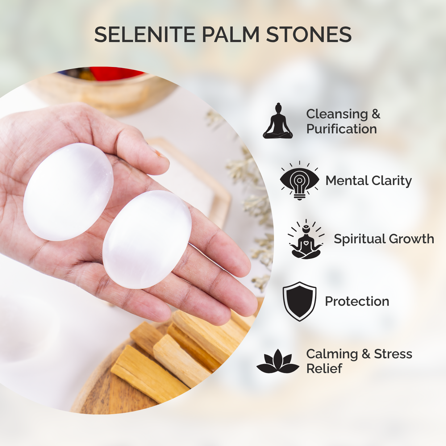 1kg Selenite Palm Stones (6-8Pcs)