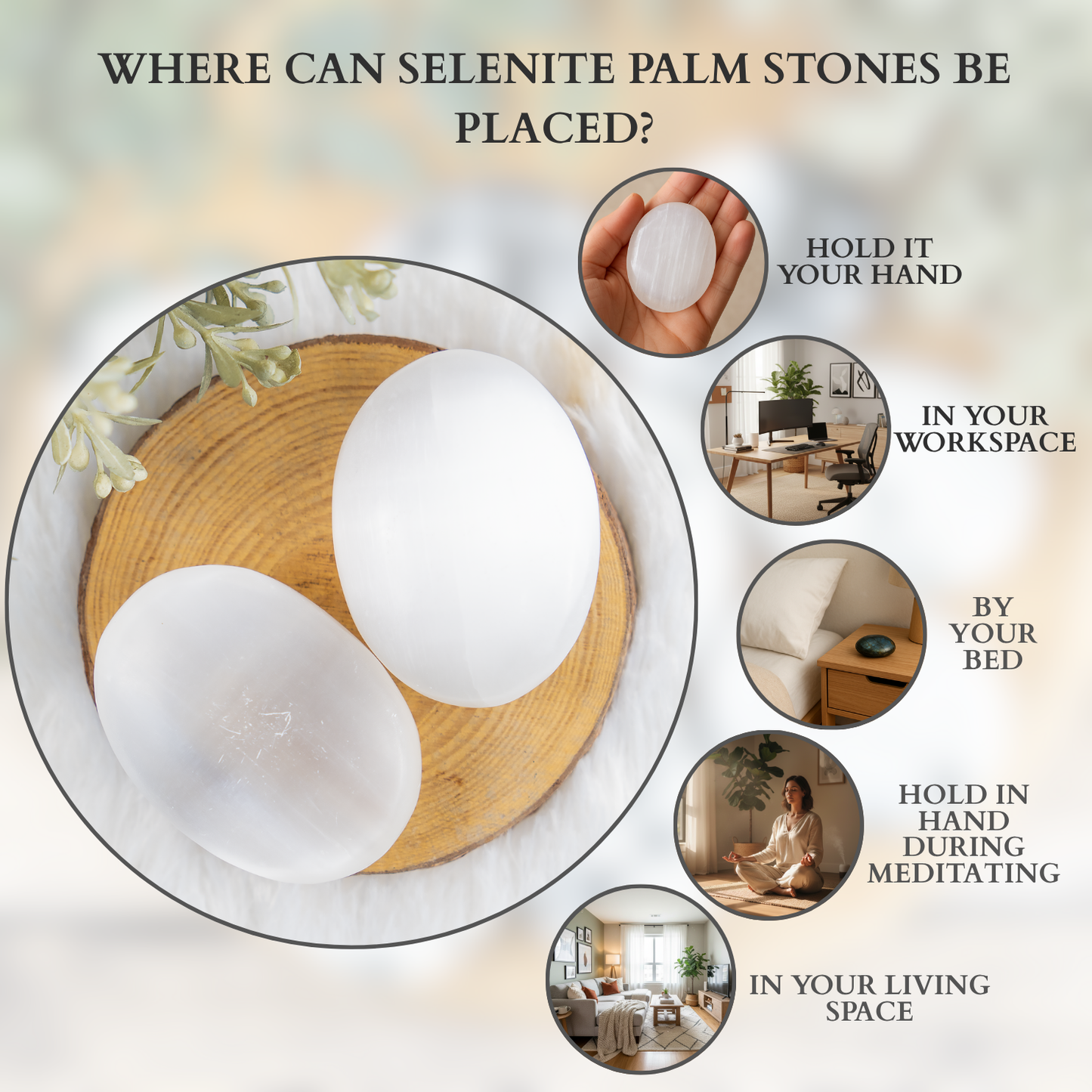 1kg Selenite Palm Stones (6-8Pcs)