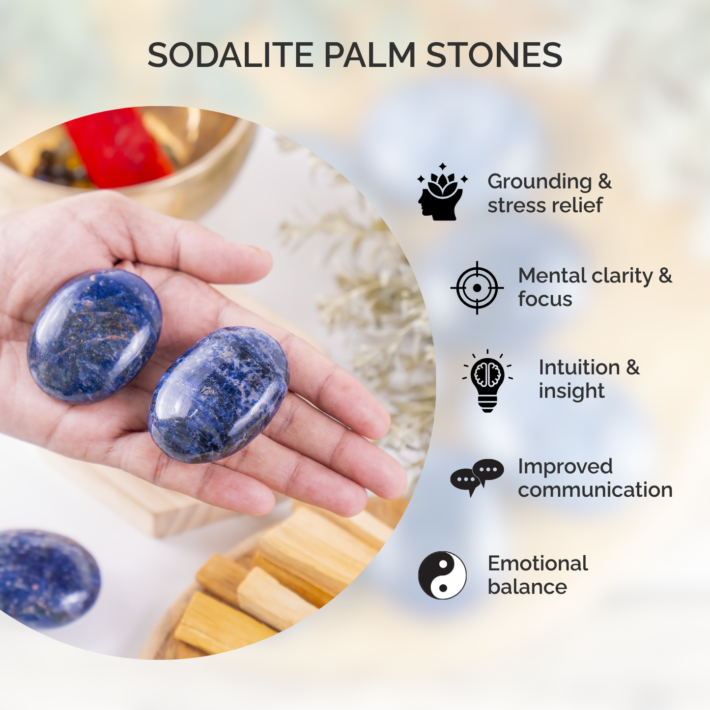 1kg Sodalite Palm Stones (6-8Pcs)
