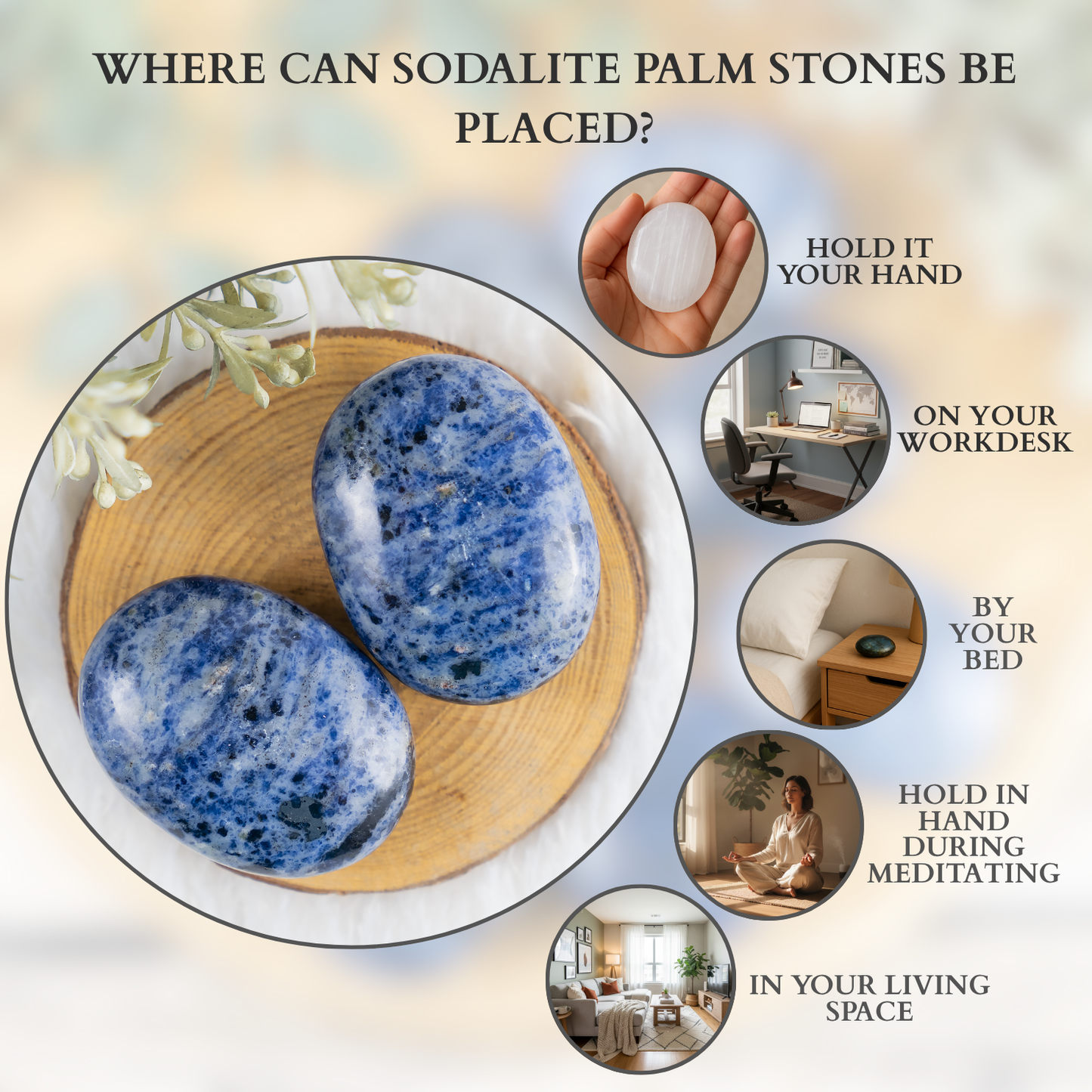 1kg Sodalite Palm Stones (6-8Pcs)