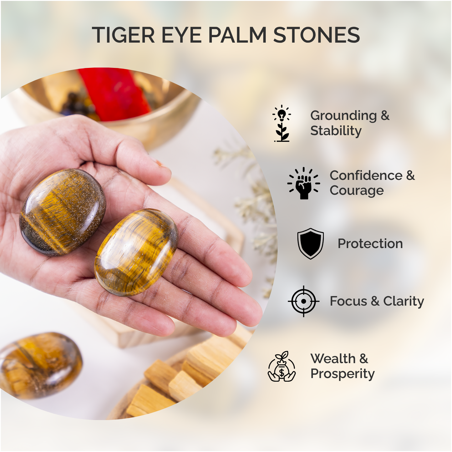 1kg Tiger Eye Palm Stones (6-8Pcs)