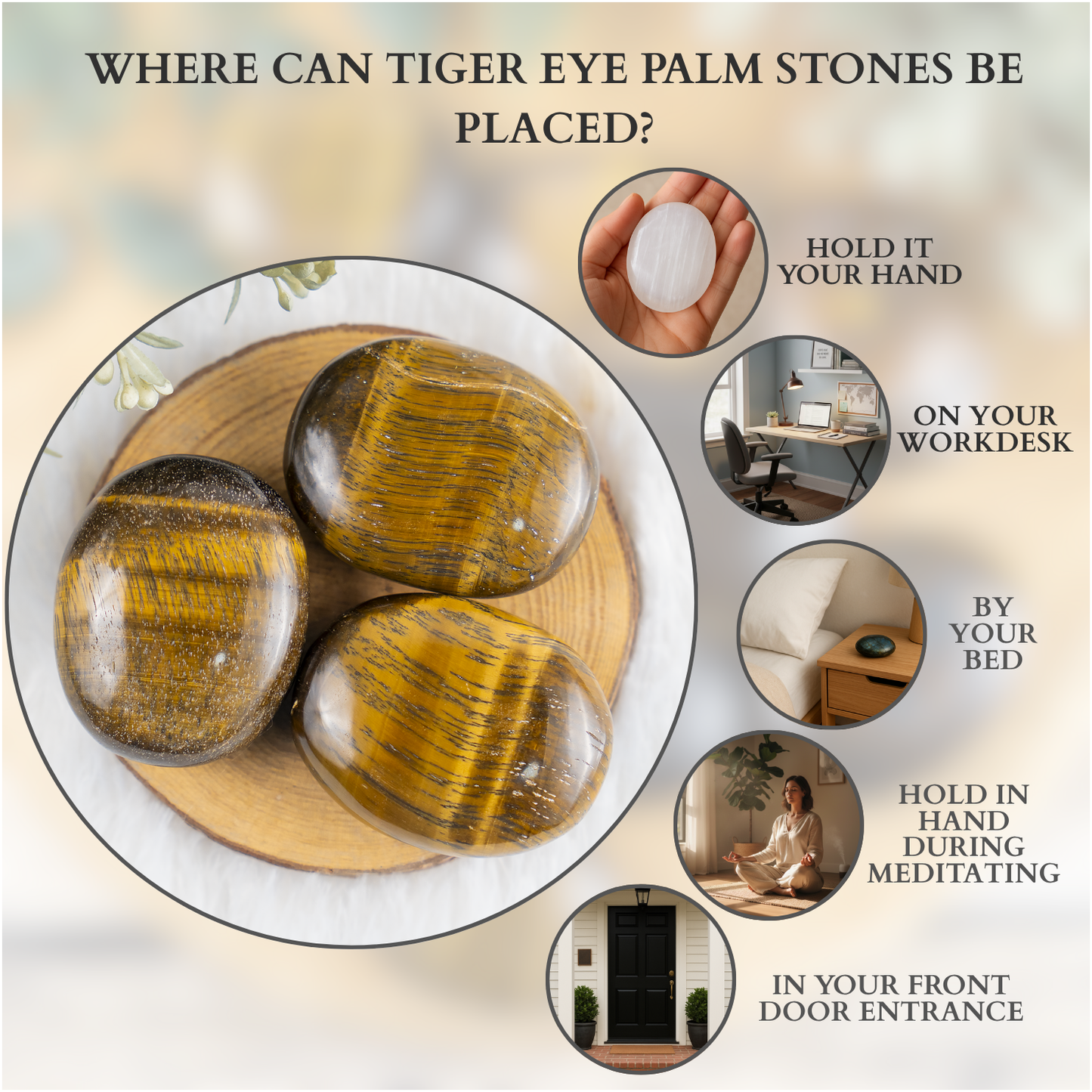 1kg Tiger Eye Palm Stones (6-8Pcs)