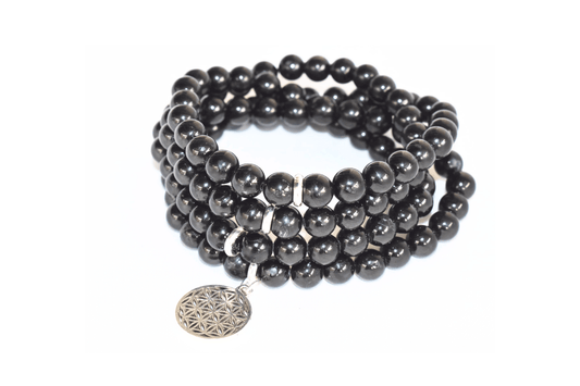 Black Tourmaline Beads Mala Bracelet