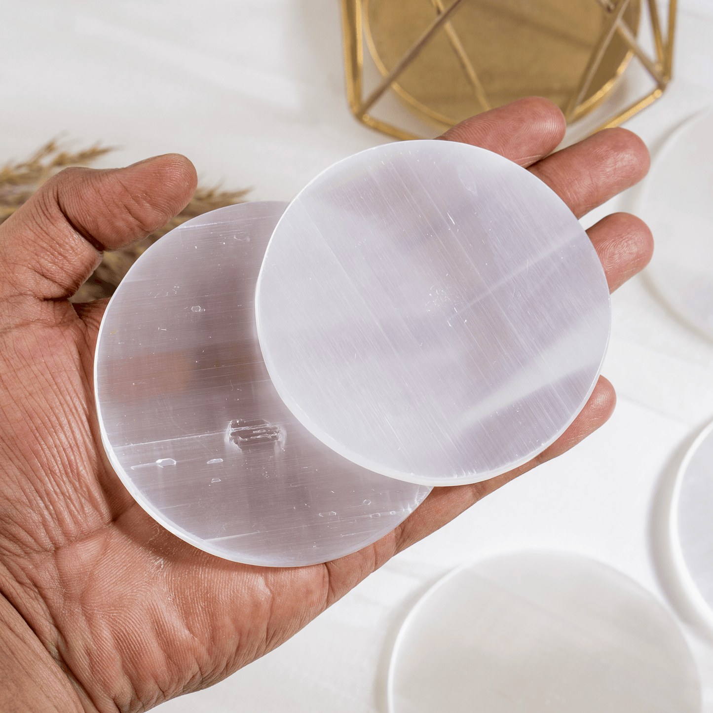 3-Inch Selenite Round Plate | Crystal Charging & Cleansing Plate | Selenite Charging Dish