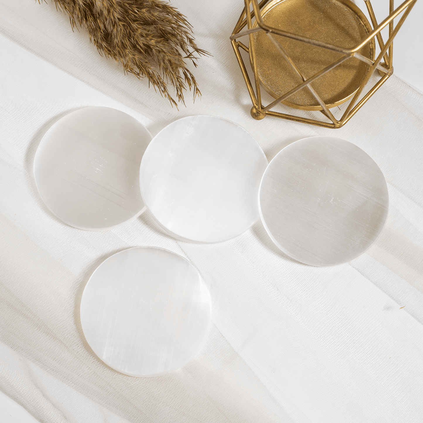 3-Inch Selenite Round Plate | Crystal Charging & Cleansing Plate | Selenite Charging Dish