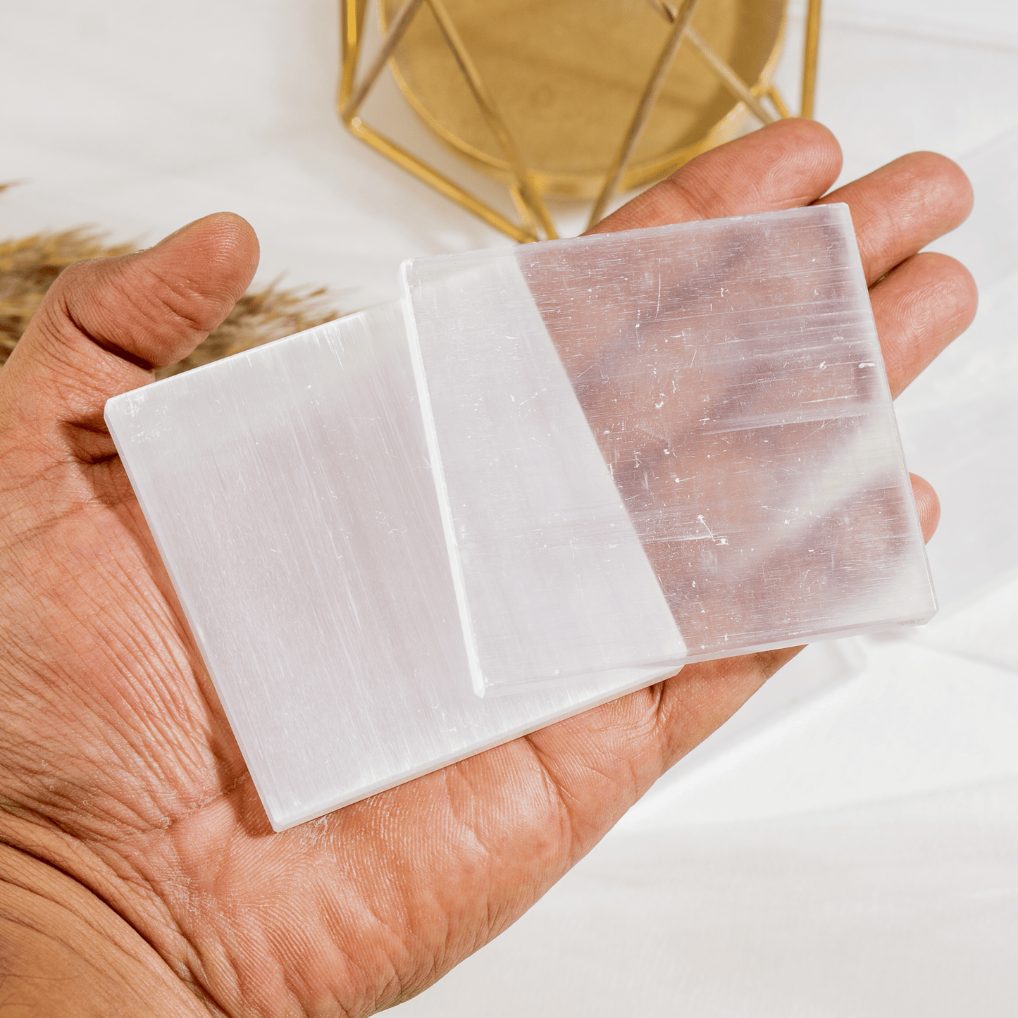 3-Inch Selenite Square Plate | Crystal Charging Dish | Cleansing & Energy Plate