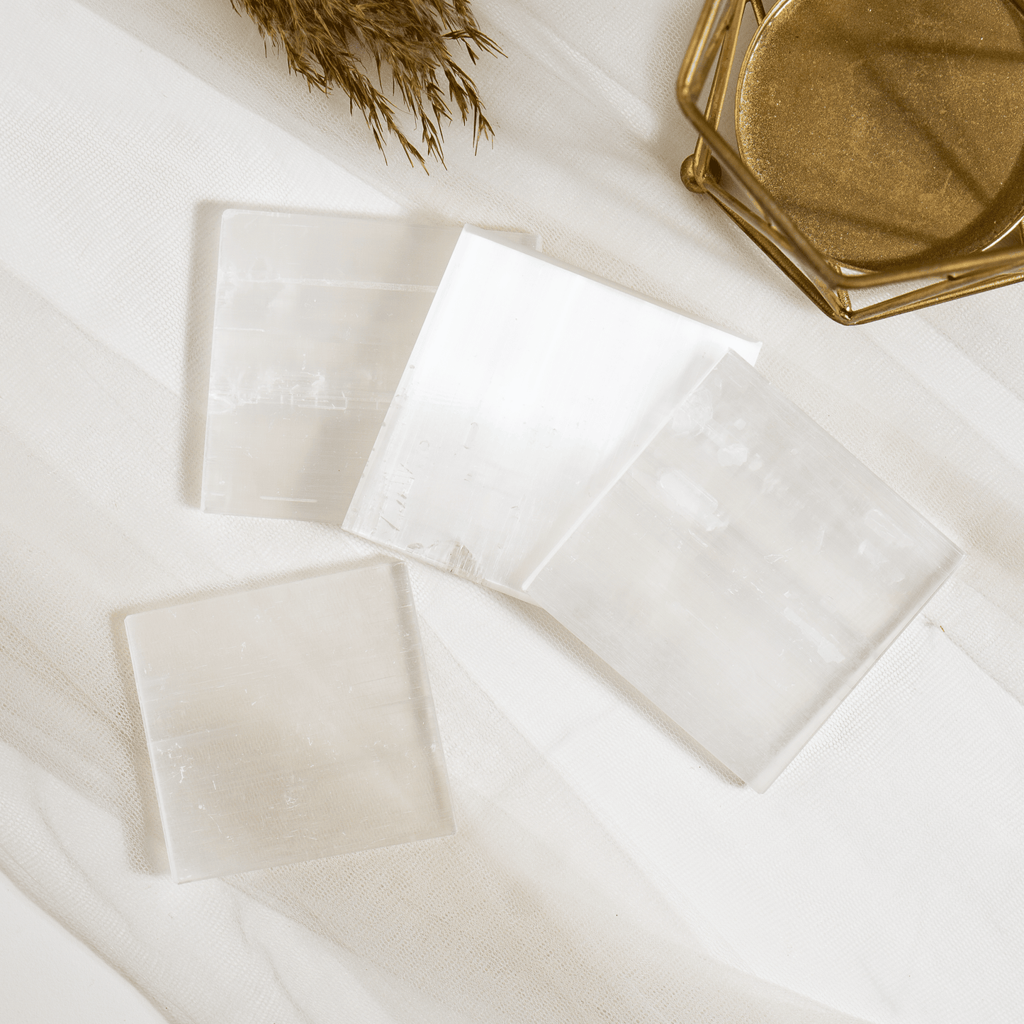 3-Inch Selenite Square Plate | Crystal Charging Dish | Cleansing & Energy Plate