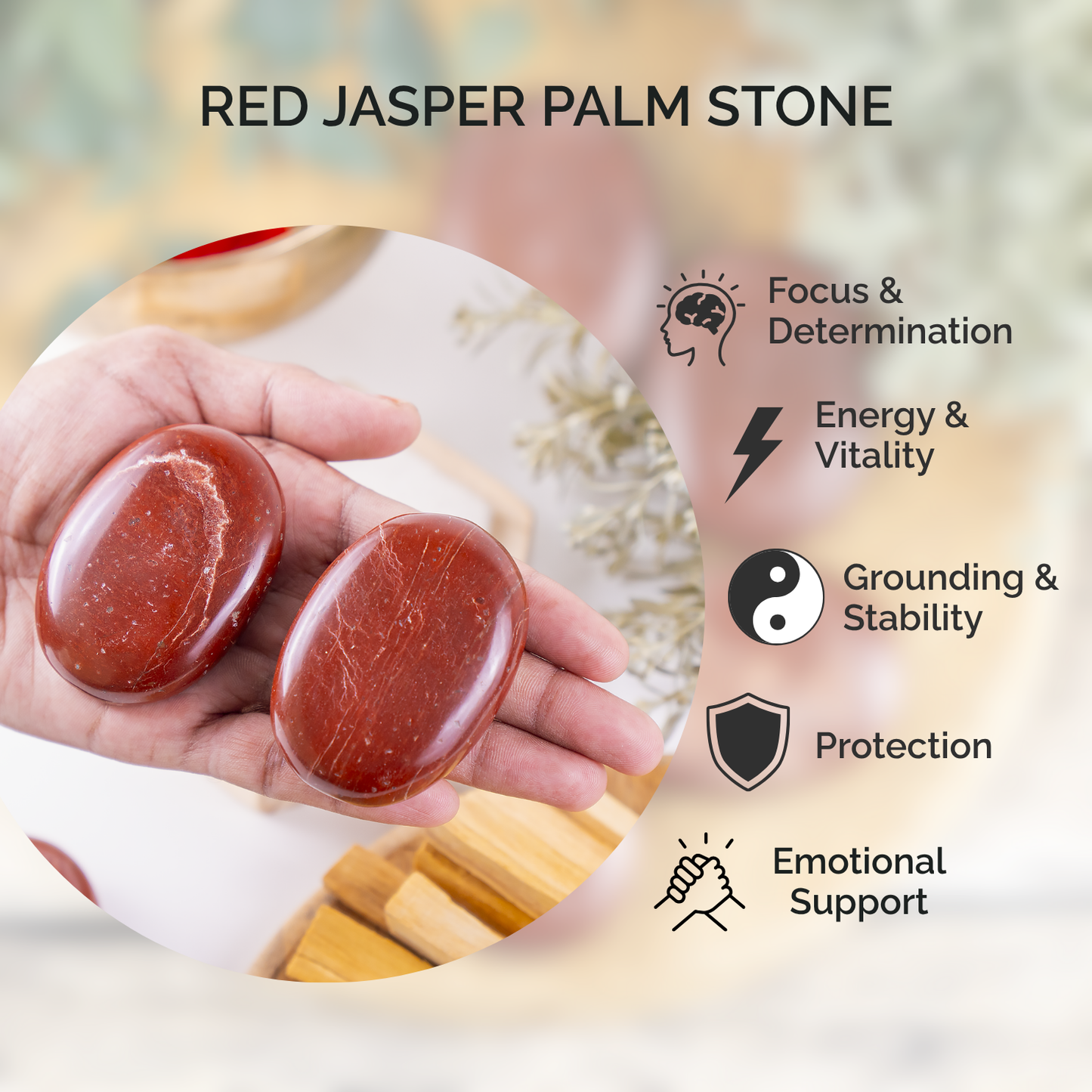 1kg Red Jasper Palm Stones (6-8Pcs)