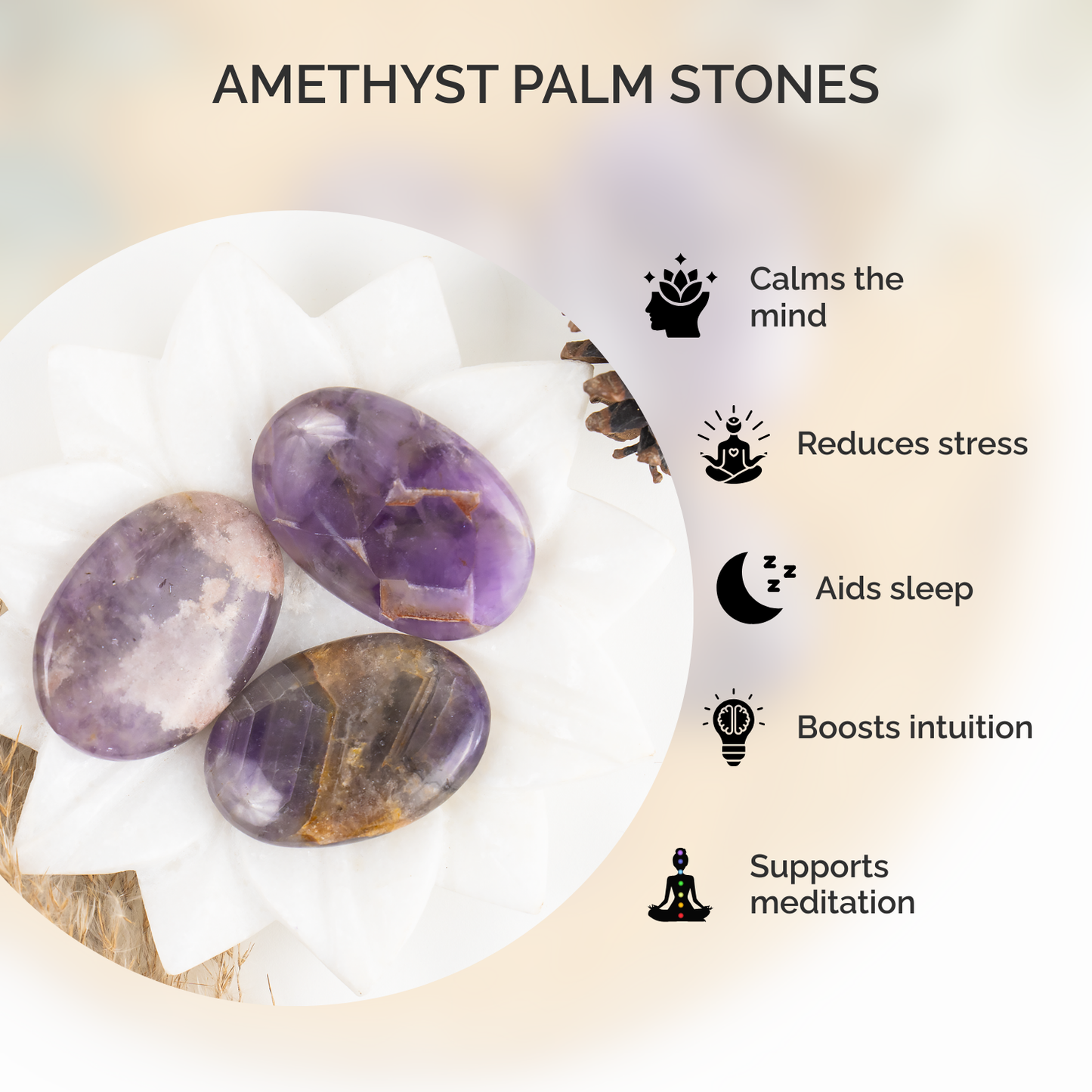 1kg Amethyst Palm Stones (6-8Pcs)