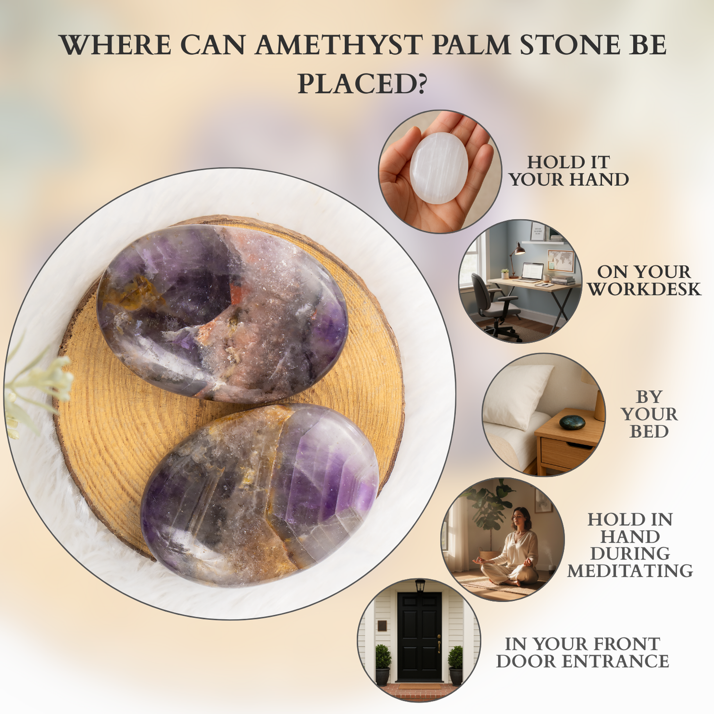 1kg Amethyst Palm Stones (6-8Pcs)
