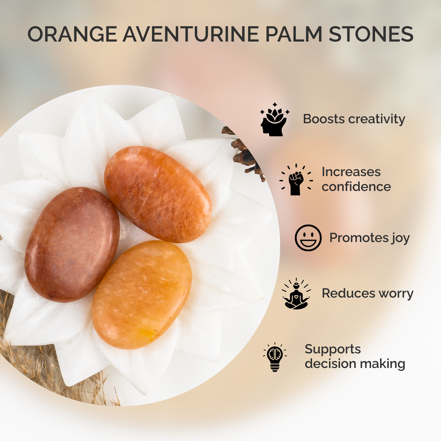 1kg Orange Aventurine Palm Stones (6-8Pcs)