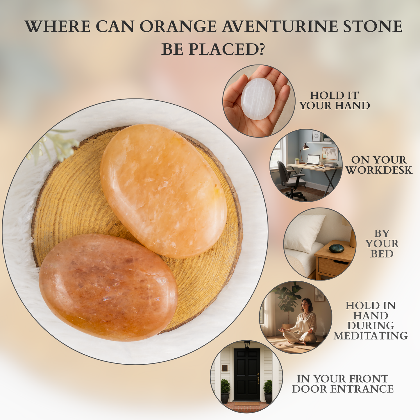 1kg Orange Aventurine Palm Stones (6-8Pcs)