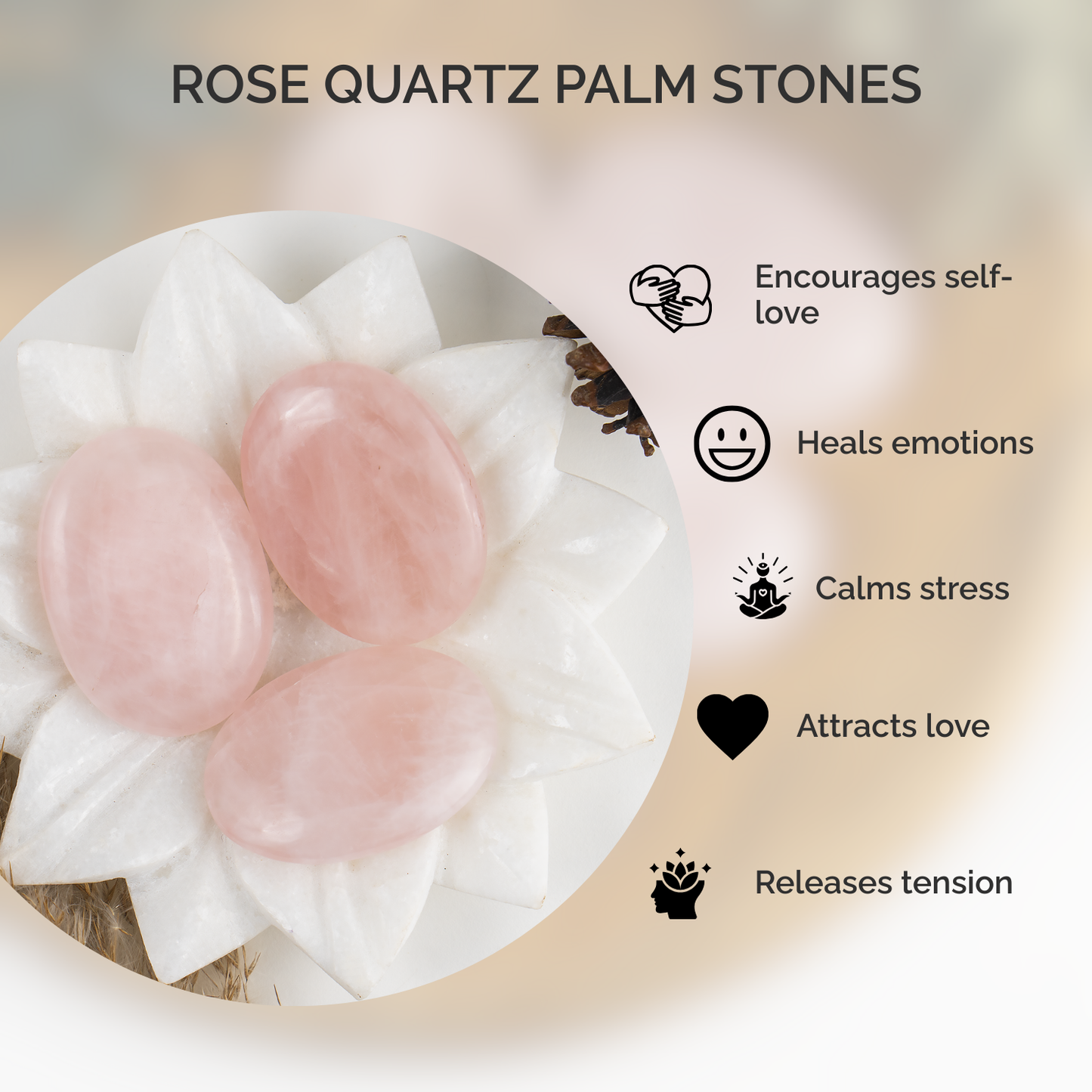 1kg  Rose Quartz Palm Stones (6-8Pcs)