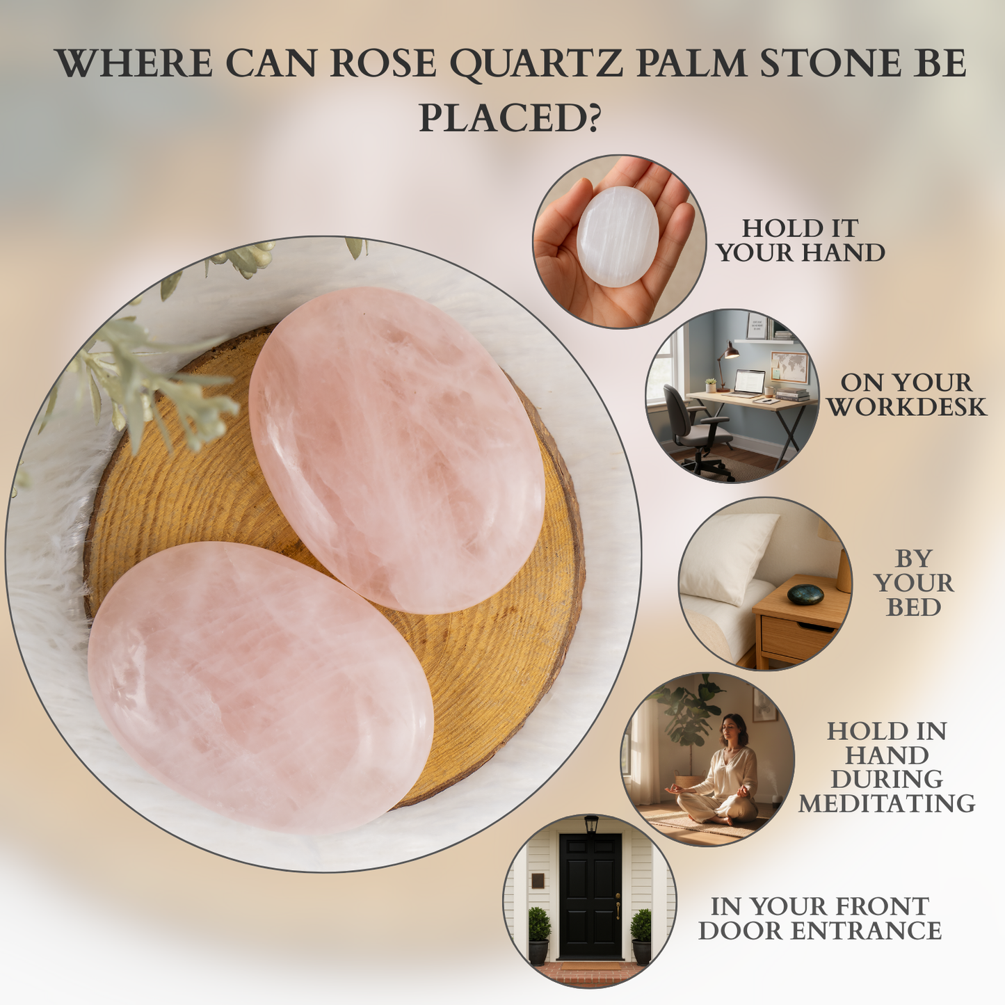 1kg  Rose Quartz Palm Stones (6-8Pcs)