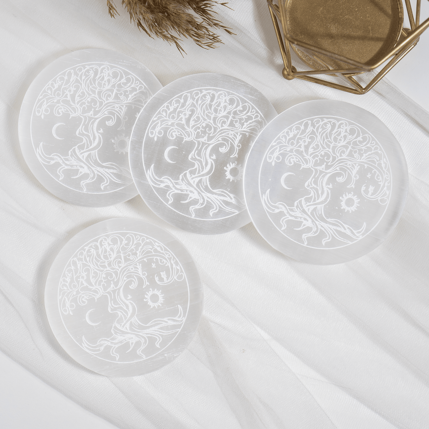 4-Inch Selenite Charging Plate | Crystal Cleansing Dish | Spiritual Altar Décor