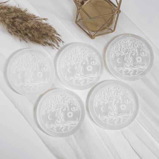 4-Inch Selenite Charging Plate | Crystal Cleansing Dish | Spiritual Altar Décor