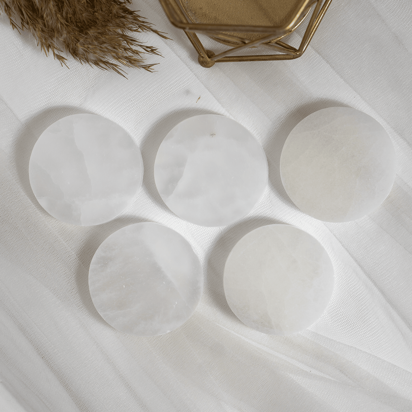 2.5-Inch Selenite Charging Plate | Crystal Coaster | Crystal Cleansing & Altar Tool