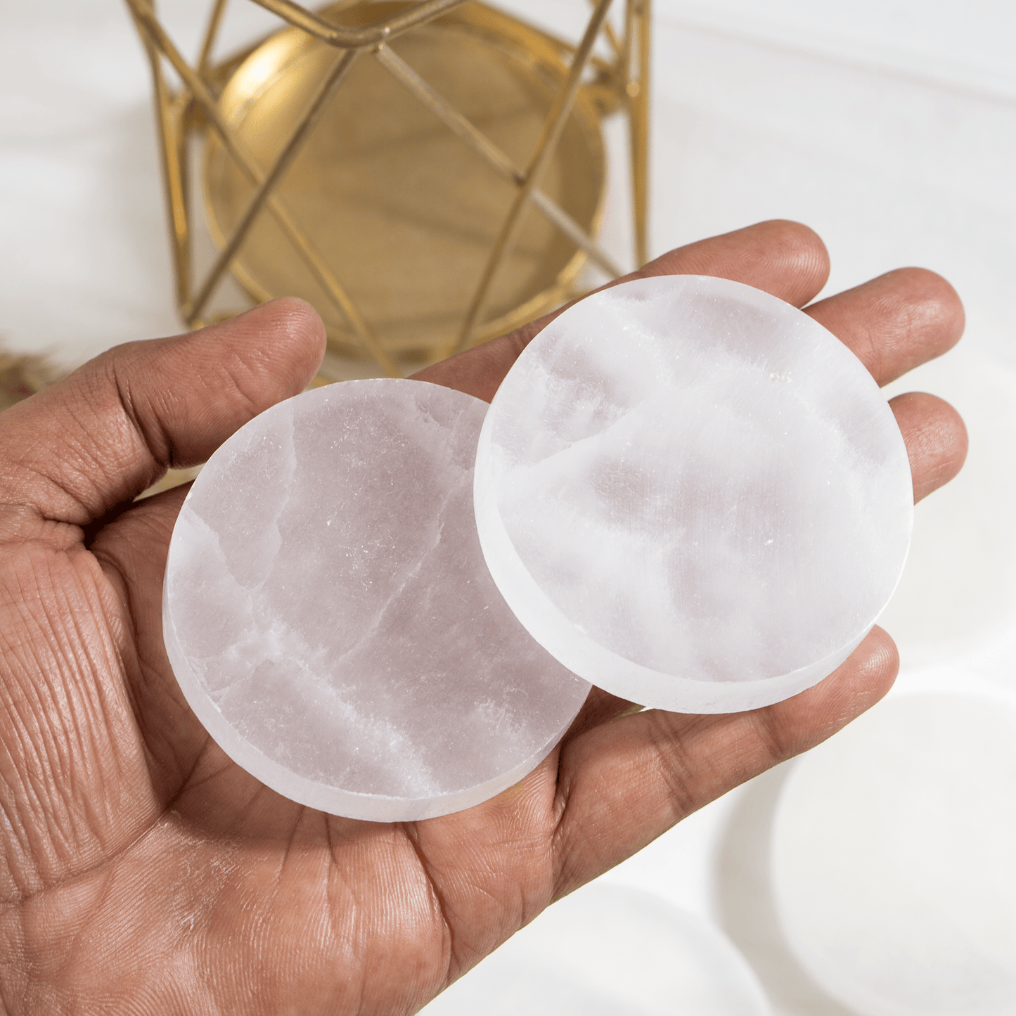 2.5-Inch Selenite Charging Plate | Crystal Coaster | Crystal Cleansing & Altar Tool