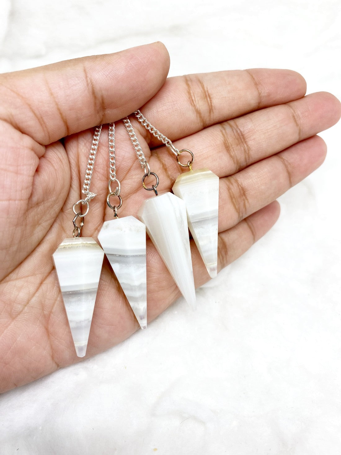 Banded Agate Faceted Cone Pendulum Healing Dowsing Crystal Pendulum