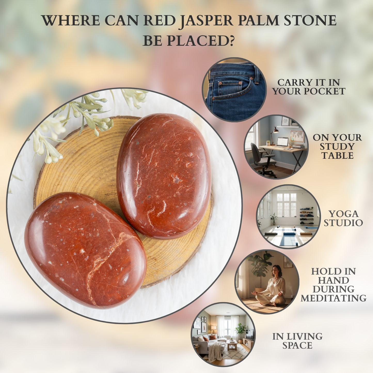 1kg Red Jasper Palm Stones (6-8Pcs)