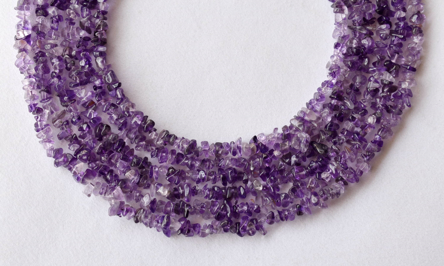 Uncut Amethyst Crystal Chip Beads