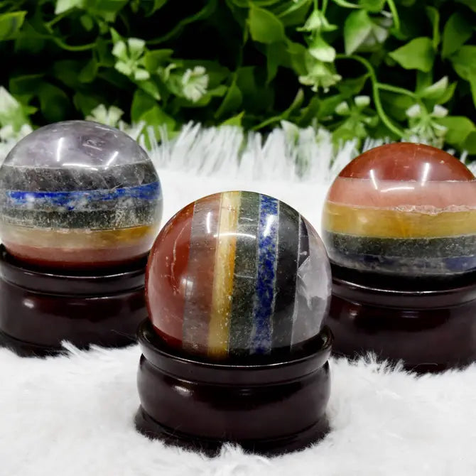 1Pc Sphere Bonded Chakra Crystal Ball Healing Sphere | Crystal Gifts | Mix Gemstone Sphere | Home Decor, Chakra Crystals for Reiki