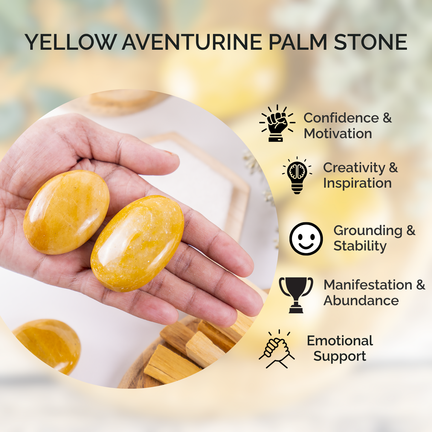1kg Yellow Aventurine Palm Stones (6-8Pcs)
