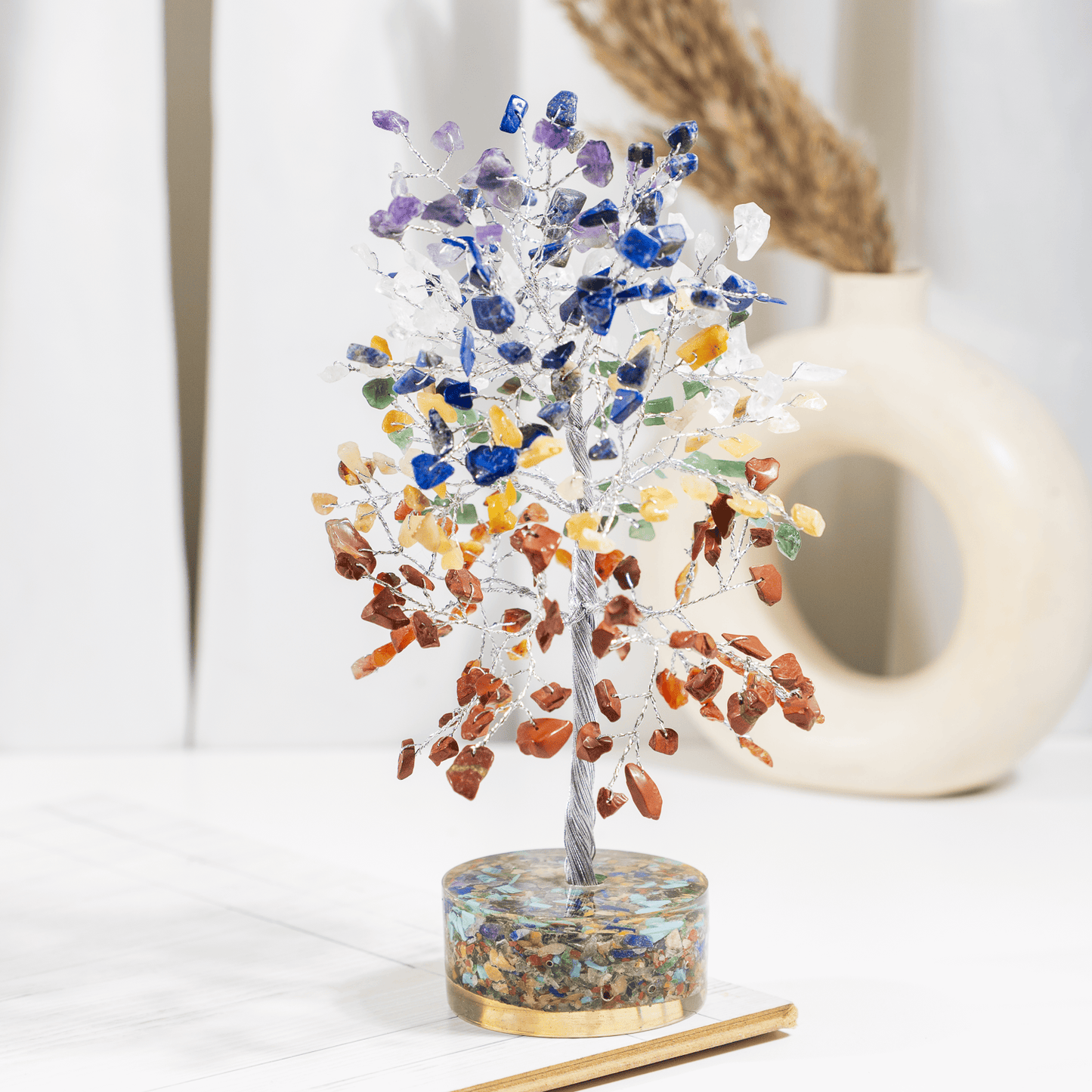 7 Chakra Orgone Based  Crystal Tree With 300 Natural Crystal Chips