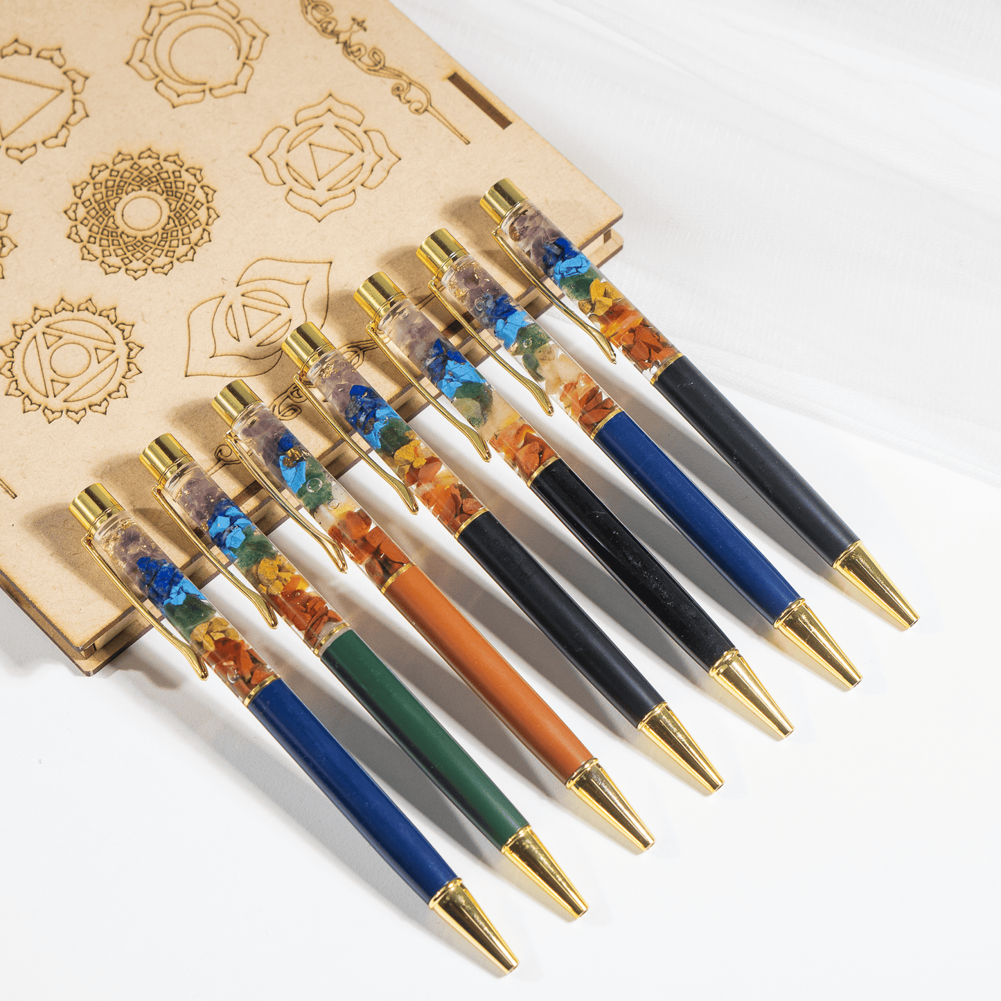 7 Chakra Crystal Pen | Gemstone Ballpoint Pen | Manifestation & Mindful Writing